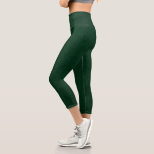 Emerald Green Velvet Capri Leggings Smooth Fit