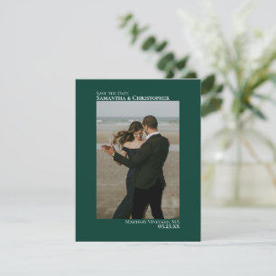 Emerald Green Vertical Photo Minimalist Wedding Save The Date