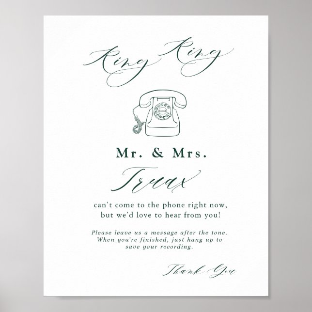 Emerald Green Vintage Botanical in Audio Guestbook (Front)