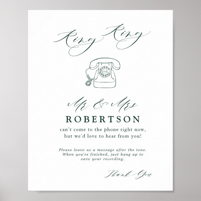 Emerald Green Vintage Botanical in Audio Guestbook (Front)