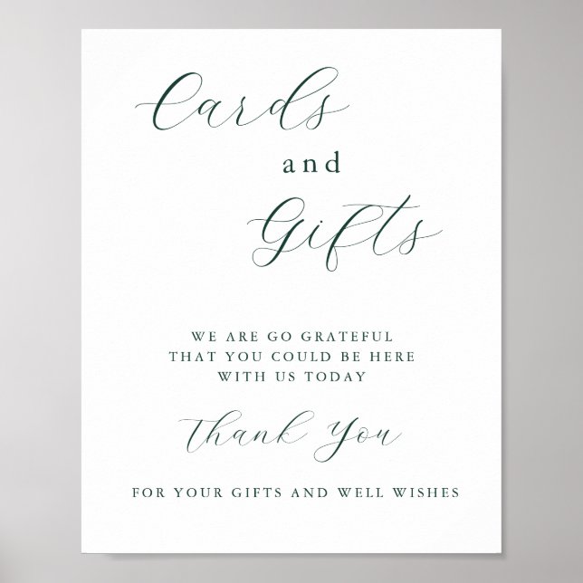 Emerald Green Vintage Cards and Gifts Sign (Front)