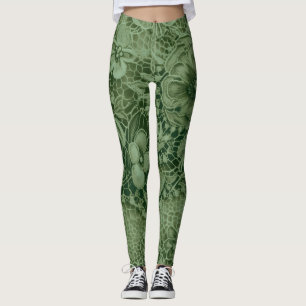 "Emerald Green Vintage Lace" Leggings