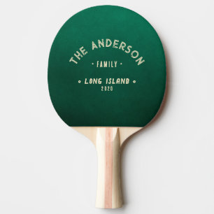 Emerald Green Vintage Seaside Family Name Ping Pong Paddle
