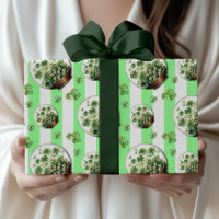 Emerald Green Vintage Striped Cute Clover Snowball