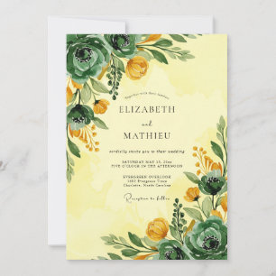 Emerald Green Vivacious Spring Wedding Invitation