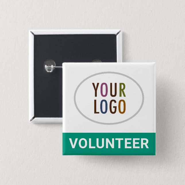 Emerald Green Volunteer Badge with Logo Square (Front & Back)
