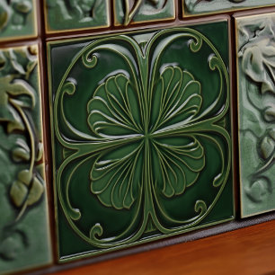 Emerald Green Wall Decor Art Nouveau Ceram Tile