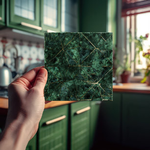 Emerald Green Wall Decor Art Nouveau Mosaic Tile
