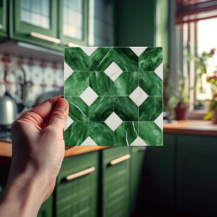 Emerald Green Wall Decor Art Nouveau Mosaic Tile