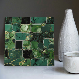 Emerald Green Wall Decor Modern Chic Mosaic Tile