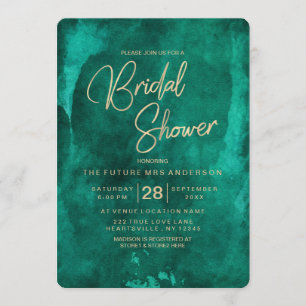 Emerald Green Watercolor Bridal Shower Invitation
