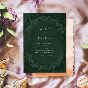 Emerald Green Watercolor Dramatic Wedding Gold