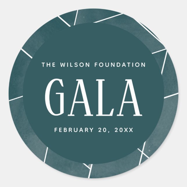 Emerald Green Watercolor Geometric Gala Classic Round Sticker (Front)