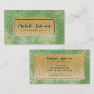 Emerald Green Watercolor Gold Foil Business Card