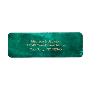 Emerald Green Watercolor & Gold Return Address