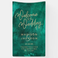 Emerald Green Watercolor & Gold Wedding Welcome