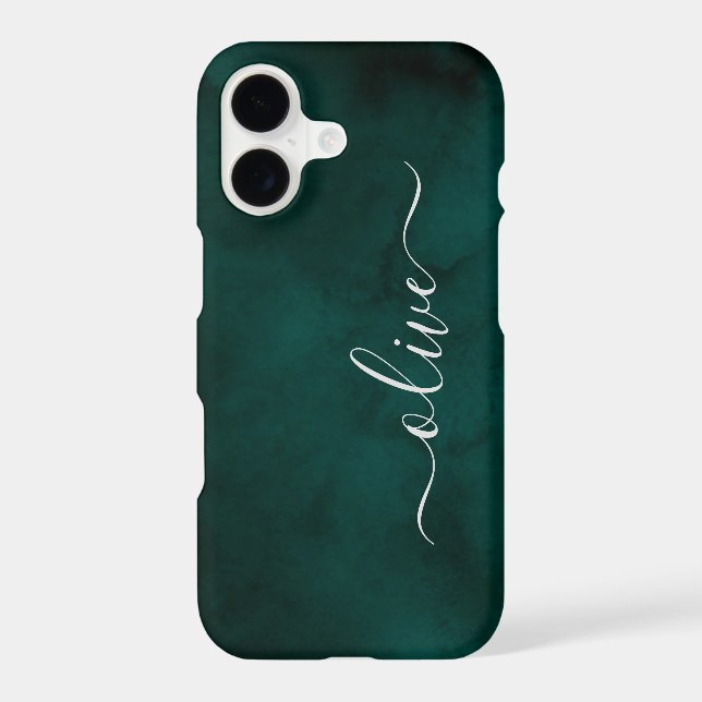 Emerald Green Watercolor Monogram Personalised (Back)
