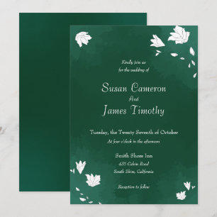 Emerald green watercolor Wedding Invitation