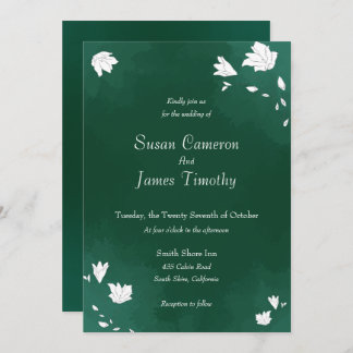 Emerald green watercolor Wedding Invitation