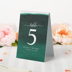 Emerald Green Watercolor Wedding Number