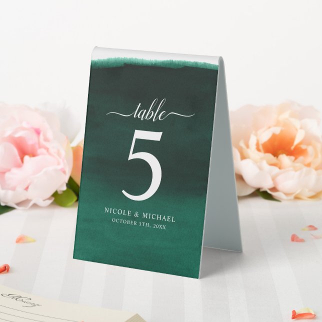 Emerald Green Watercolor Wedding Number (In SItu (Wedding))