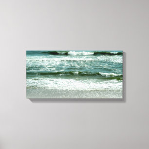 Emerald Green Waves Crashing on the Beach Canvas Print