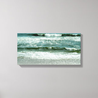 Emerald Green Waves Crashing on the Beach Canvas Print