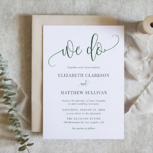 Emerald Green We Do Modern Calligraphy Wedding Invitation