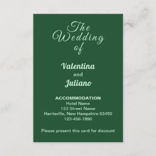 Emerald Green Wedding Accommodation Portrait Enclosure Card