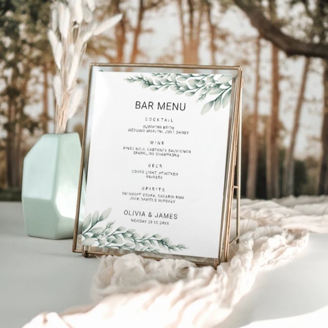 Emerald Green Wedding Bar Menu Sign Template (Emerald Green Wedding Bar Menu Sign Template)