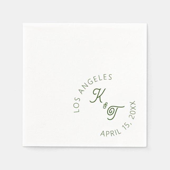 Emerald Green Wedding Cocktail Napkin  (Front)