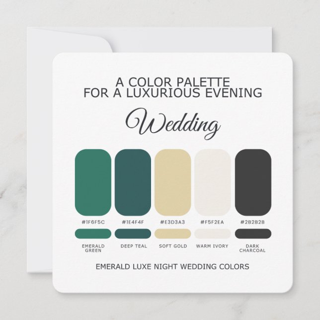 Emerald Green Wedding Color Palette Card (Front)