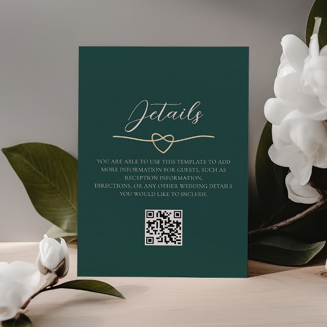 Emerald Green Wedding Details QR Code Enclosure Card (Creator Uploaded)