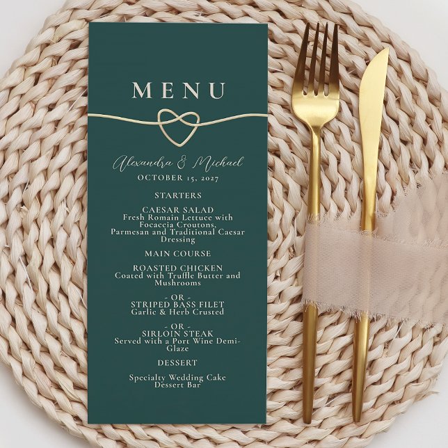 Emerald Green Wedding Dinner Menu Card (Creator Uploaded)