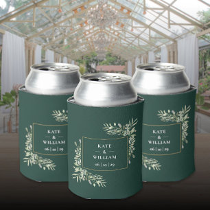 Emerald Green Wedding Greenery Foliage Can Cooler