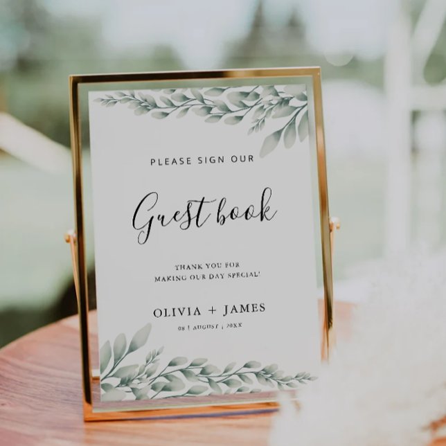 Emerald Green Wedding Guest Book Sign Template (Emerald Green Wedding Guest Book Sign Template)