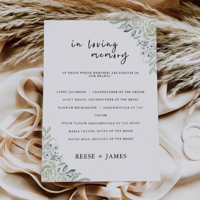  Emerald Green  Wedding In Loving Memory Sign, Invitation (Emerald Green Wedding In Loving Memory Sign, Invitation)