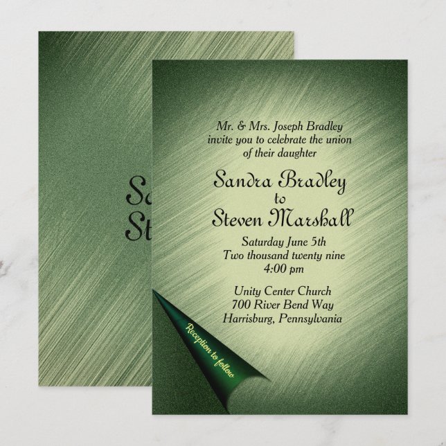 Emerald Green Wedding Invitation (Front/Back)