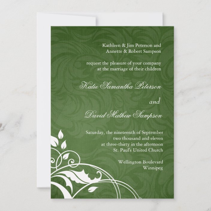 Emerald Green Wedding Invitation Zazzle.co.uk