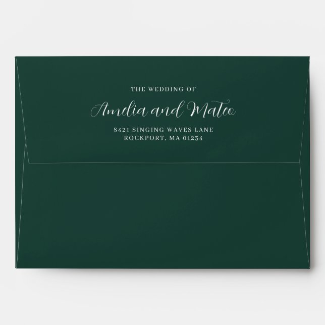 Emerald Green Wedding Invitation Return Address Envelope (Back (Top Flap))