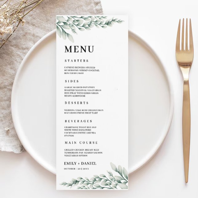 Emerald Green Wedding Menu Cards Template (Emerald Green Wedding Menu Cards Template)