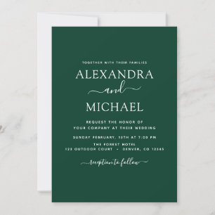 Emerald Green Wedding Modern Typography Invitation