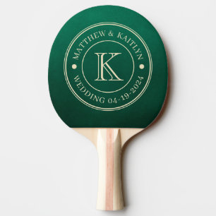 Emerald Green Wedding Monogram Ping Pong Paddle