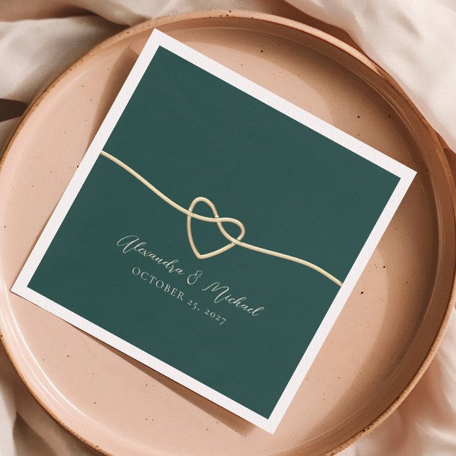Emerald Green Wedding Napkins with Heart (Creator Uploaded)