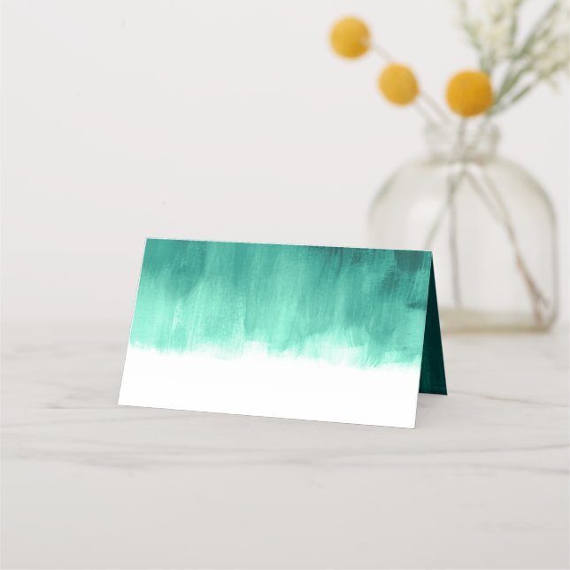 Emerald green wedding or event guest  place card (Front)