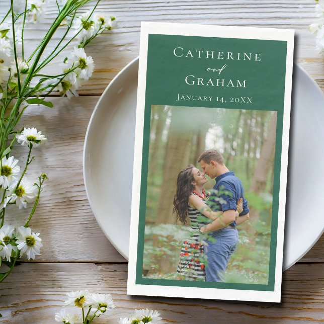 Emerald Green Wedding Personalized Photo Napkin (Creator Uploaded)
