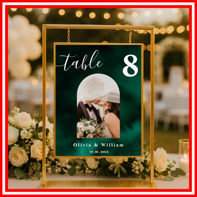 Emerald Green Wedding PHOTO Table Number  Poster (Creator Uploaded)