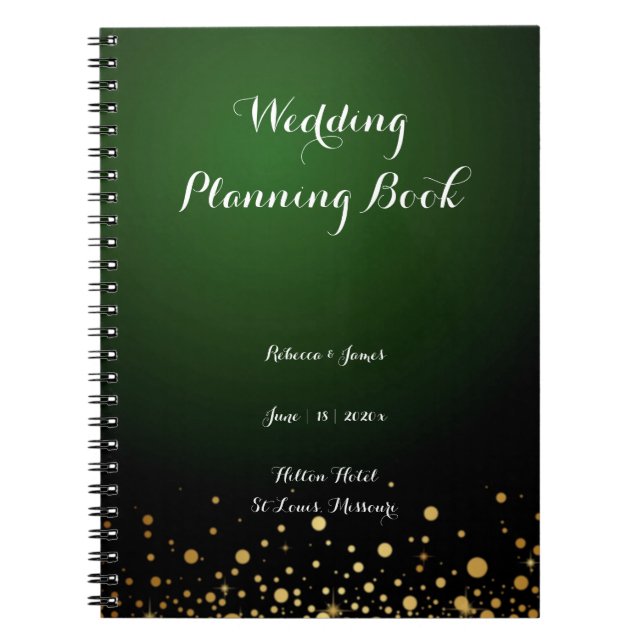 emerald green wedding planning guest book  (Front)