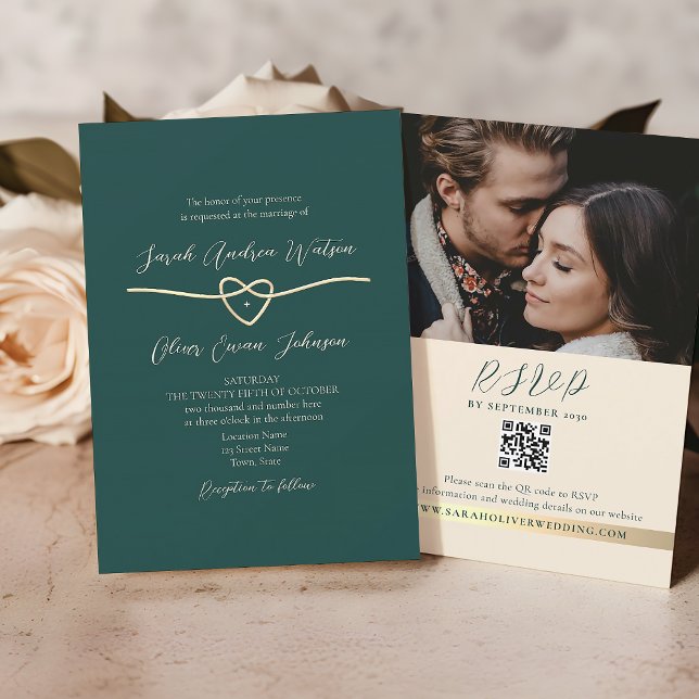 Emerald Green Wedding QR Code Invitation (Creator Uploaded)