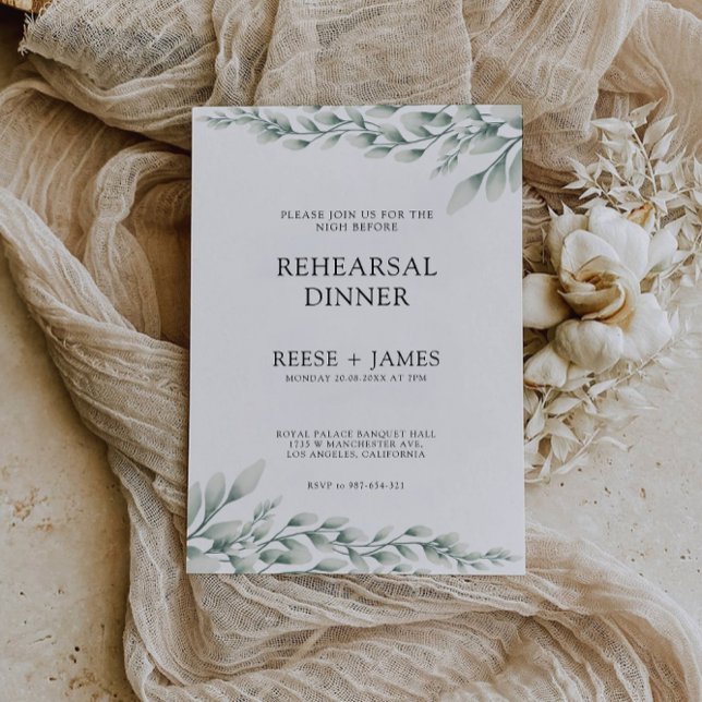 Emerald Green Wedding Rehearsal Dinner Sign Night, Invitation (Emerald Green Wedding Rehearsal Dinner Sign Night, Invitation)